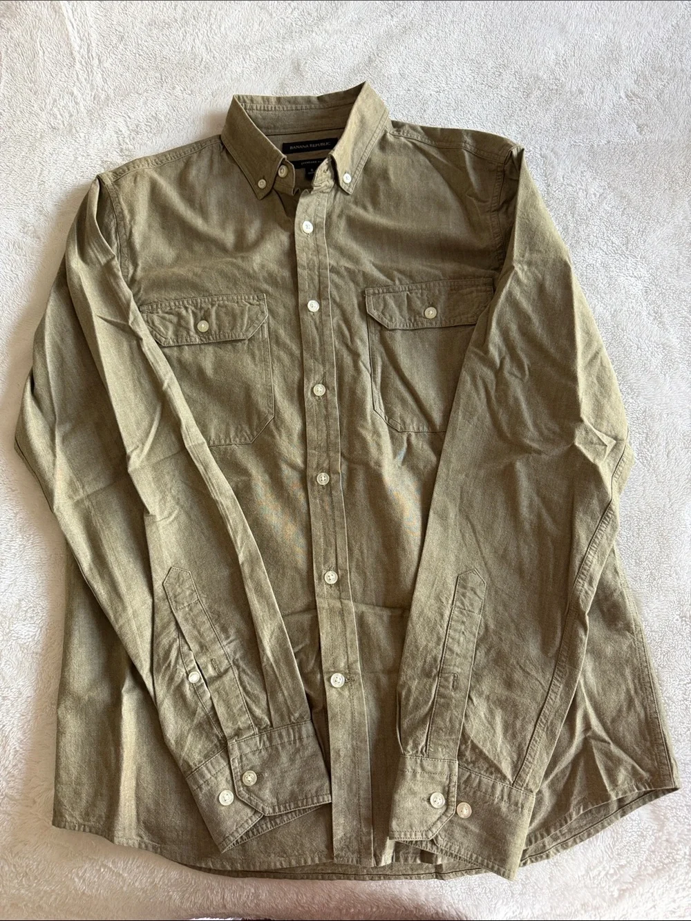 Banana Republic Olive Green Button-Down Dress Shirt